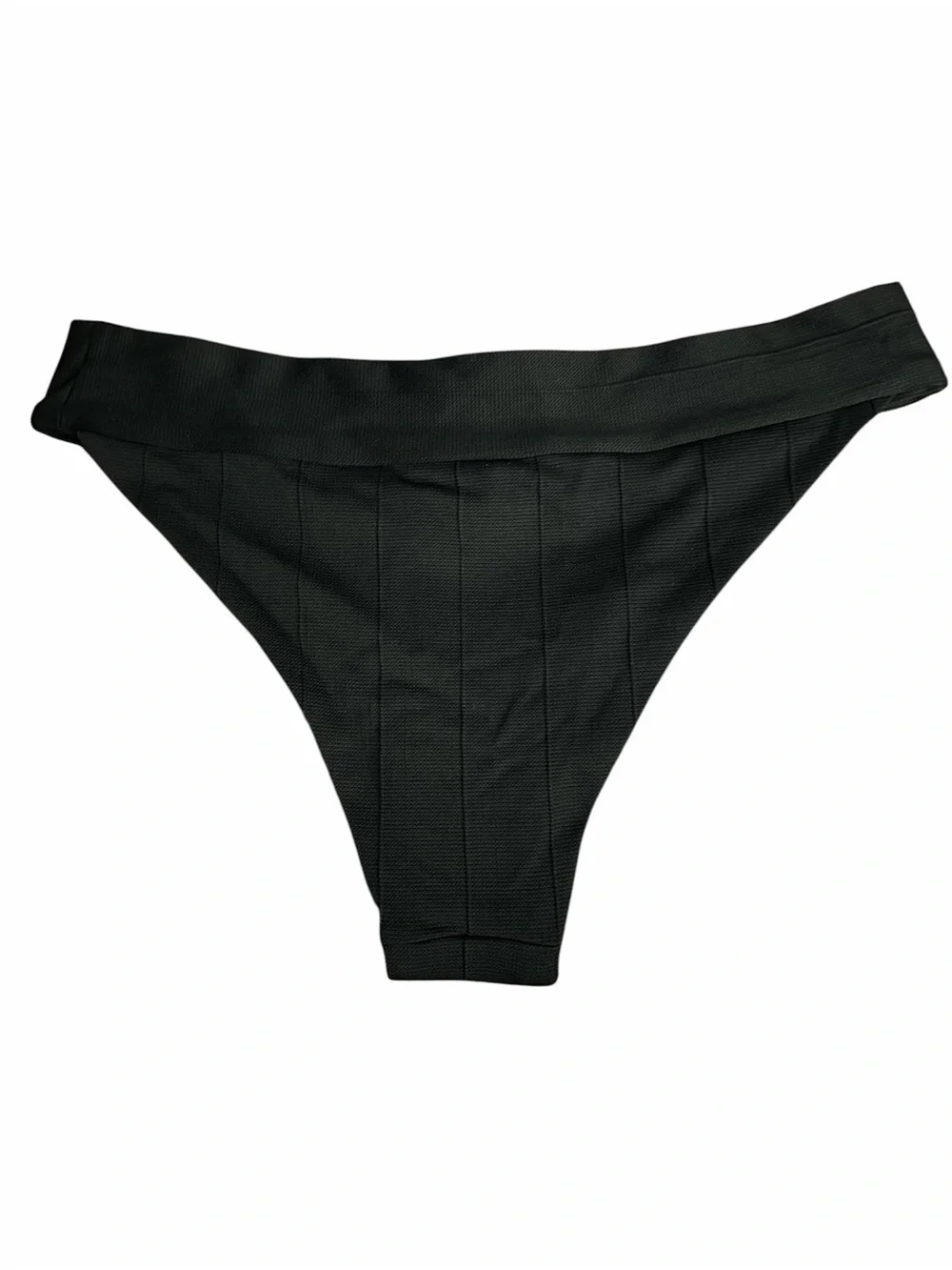 Onia Black Crinkle Ribbed Bikini Bottom